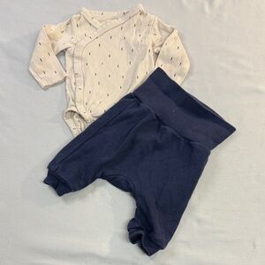H&M - Organic Cotton Organic Cotton Cream/Navy 2-piece outfit
